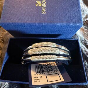 Rare Swarovski Cypress Torque Crystal Rhinestone Rhodium Bracelet
